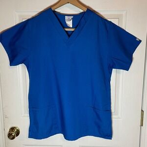 Fundamentals White Swan Brands Scrub Top Women's Medium Blue V‎ Neck